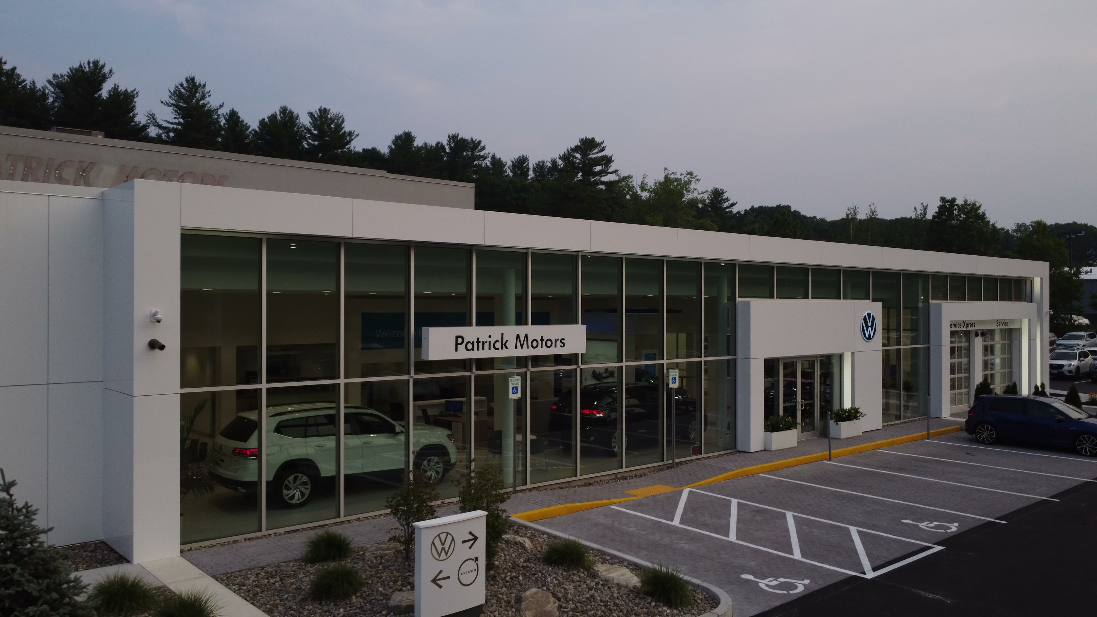 Patrick Volvo and Volkswagen dealership exterior in Auburn, Massachusetts